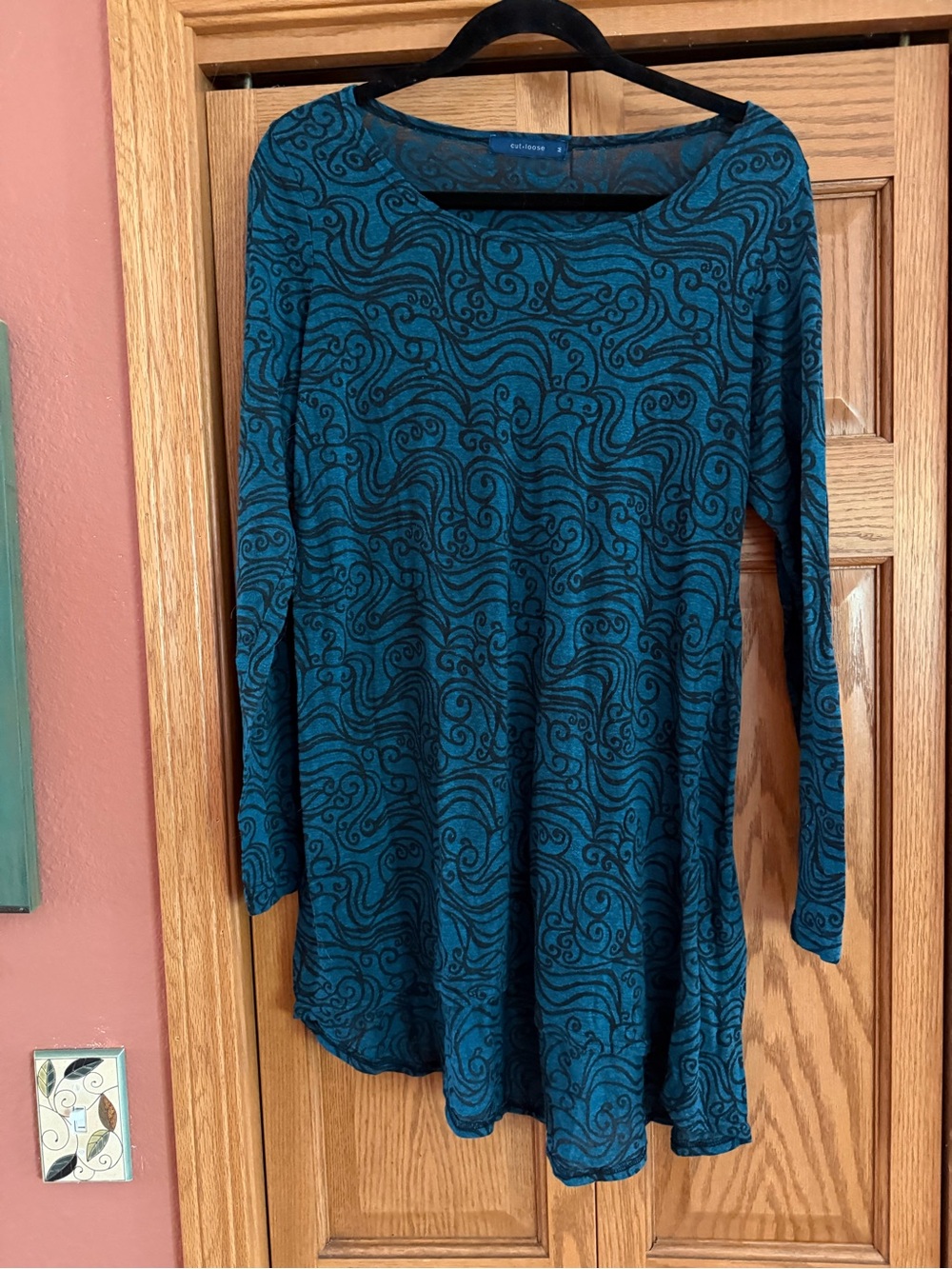 Teal Swirl Long-Sleeve Tunic Top
